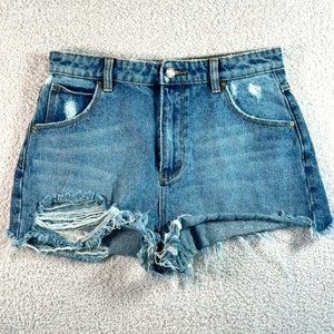 Rollas Womens Jean Shorts Dusters Old Rip High Rise Slim Distressed Size 28 2"